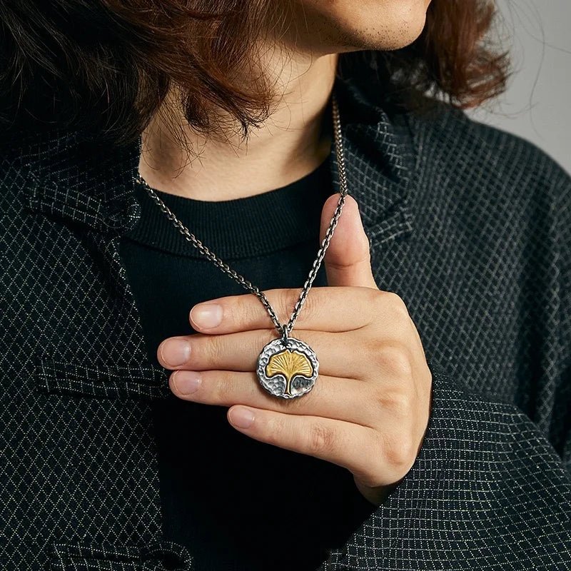 Original Van Gogh sunflower sunflower men's necklace high sense pendant nautical compass retro fashion trend pendant