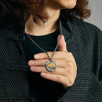 Original Van Gogh sunflower sunflower men's necklace high sense pendant nautical compass retro fashion trend pendant
