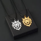 Polishing Stainless Steel Hollow Crown Lion King Pendant Necklace Fashion Cool Rock Party Motorcycle Jewelry for Men