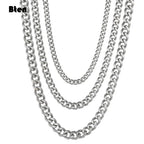 3mm 7mm Wide Stainless Steel Chain Cuban Link Chains Chokers Necklace For Mens Jewelry Silver Plated Solid Metal Fashion Jewelry