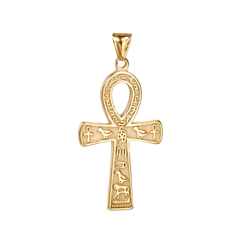 Unique Vintage Ankh Cross Necklace Unisex Stainless Steel Eye Of Horus Amulet Pendant Egyptian Jewelry Gifts