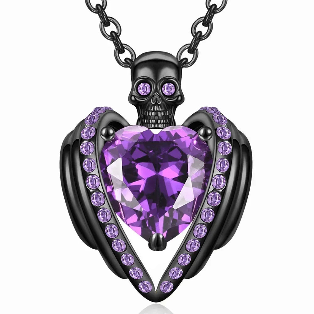 Iced Out Skull Black Pendant Necklace