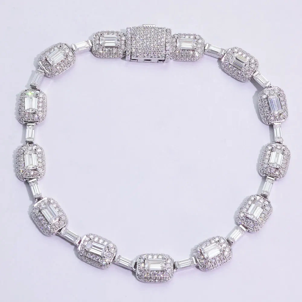 925 Silver VVS Moissanite Bracelet 7MM CZ