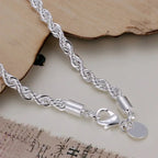 Twisted Chain Bracelet for Men & Women — Silver-Tone, Simple