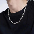 Silver Color Geometric New Barbed Wire Choker Necklace for Women Men Gothic Punk Thorn Chain Necklaces Hip Hop Y2K Jewelry Gift