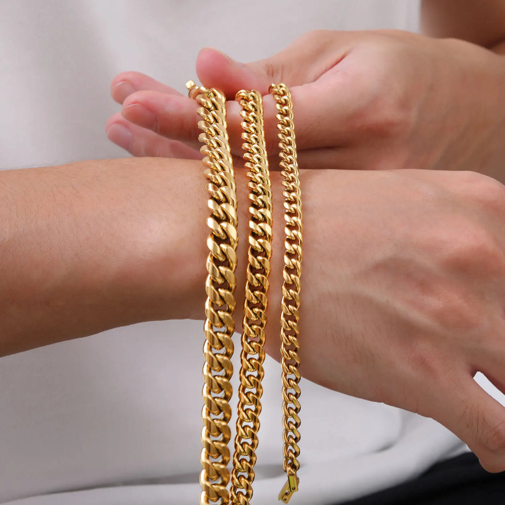 Gold Cuban Chain Bracelet 6-12mm — Gold