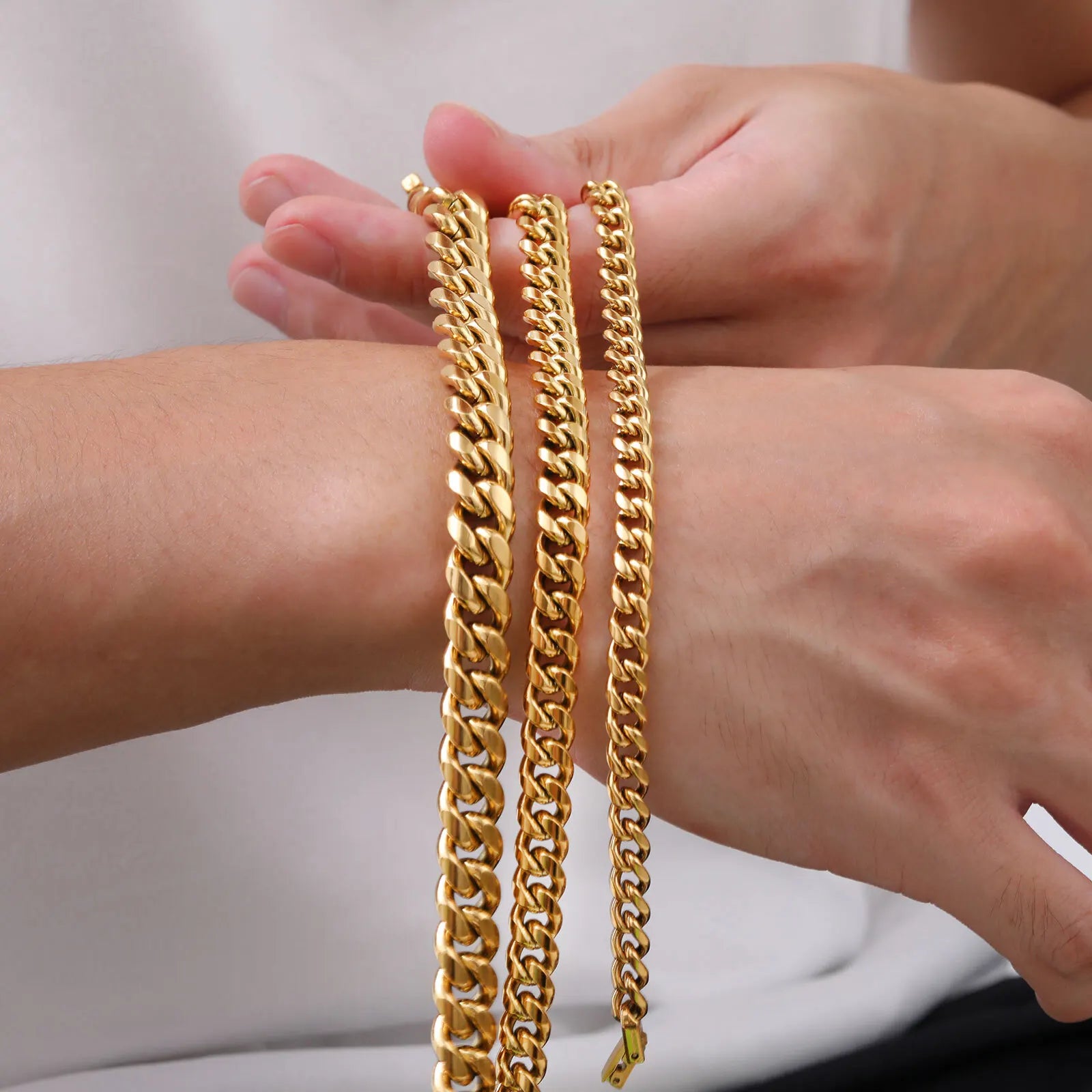 Gold Cuban Chain Bracelet 6-12mm — Gold