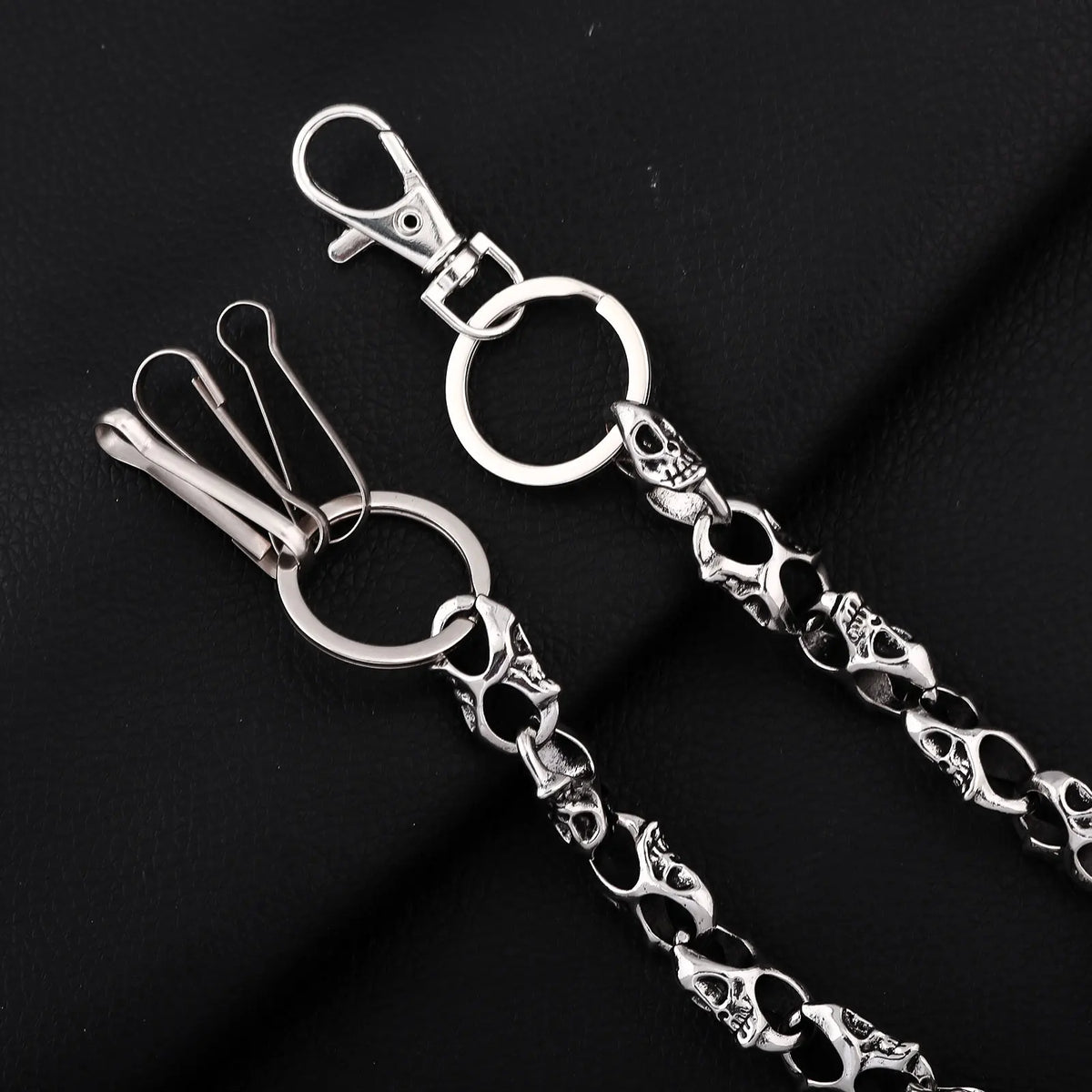 Dark Punk Skull Motorcycle Waist Trouser Chain