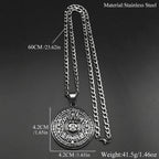 Vintage Mayan Symbol Pendant Necklace For Men Women Stainless Steel Black Ethnic Style Faith Amulet Chain Jewelry