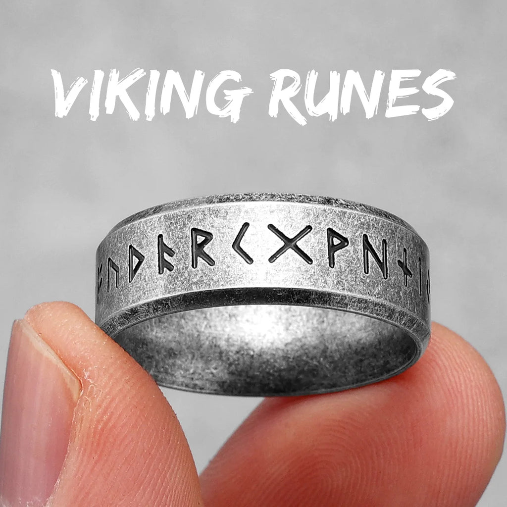 Vintage Nordic Viking Runes Celtic Knot Series Stainless Steel Womens Mens Rings Punk Biker Jewelry Creativity Gift