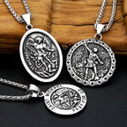 Vintage 316L Stainless Steel Archangel St.Michael Pendant Necklaces For Men Women Fashion Punk Amulet Jewelry Gifts Dropshipping