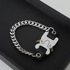 HANGZHI 2021 NEW Hip Hop Punk Titanium Steel Street Men and Women Letters Metal Safety Buckle Necklace Fashion Jewelry
