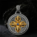 Vintage Gold Vajra Pestle Necklace For Men Jewelry Blessing The Six Character Great Bright Mantra Safety Buckle Pendant Male