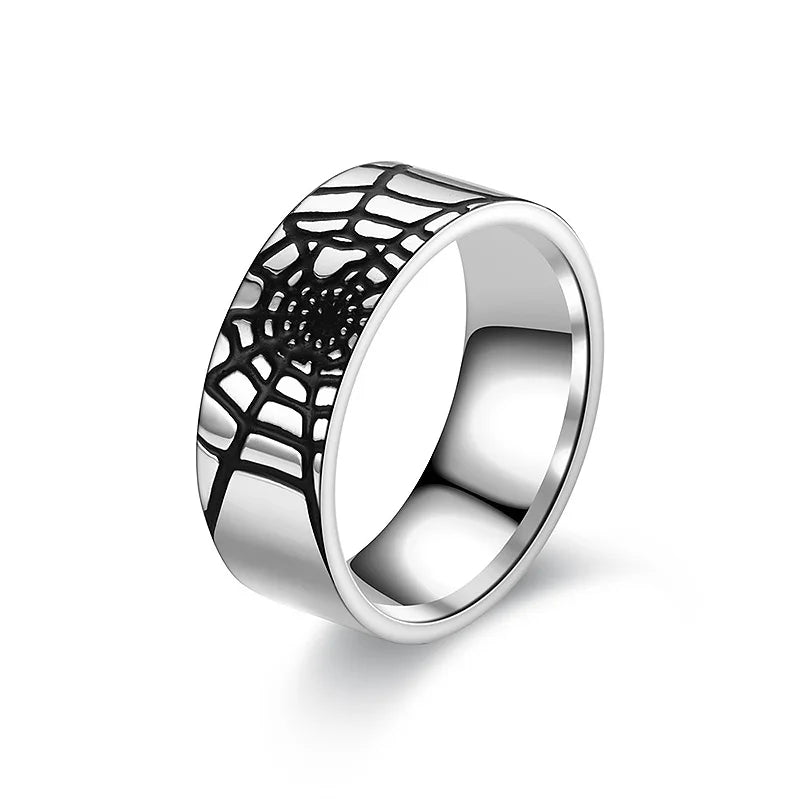 Men' Rings Homme Titanium Steel Ring For Men Spider's Web Oil Drop Punk Ring Fashion Jewelry Accessories Gift Wholesale