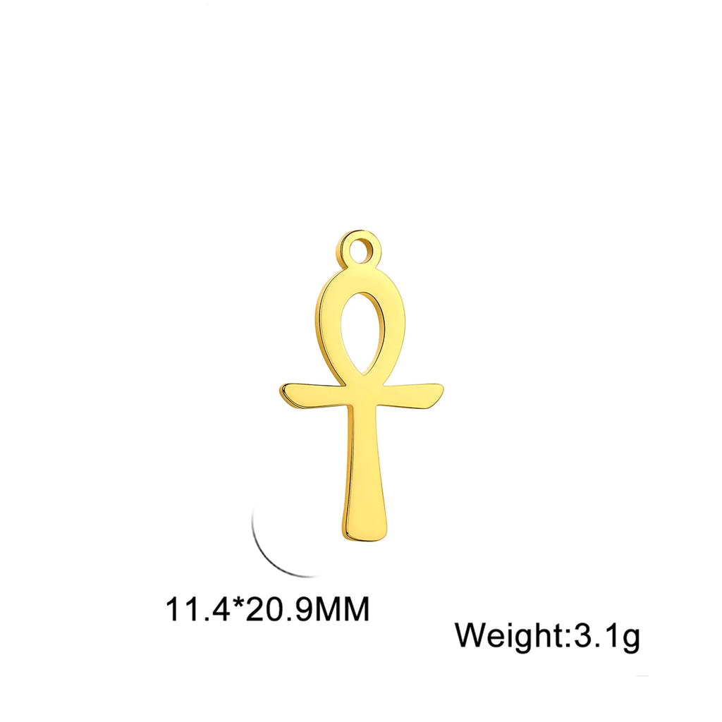 LIKGREAT Egyptian Ankh Cross Egypt Eye Pendant for Necklace Earrings Stainless Steel Eye of Horus Charms for Jewelry
