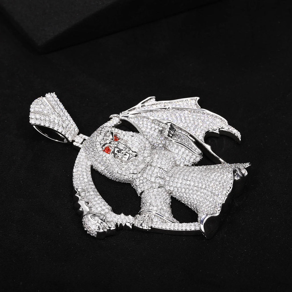 High Street Full Diamond Grim Reaper Pendant Necklace Plated Hip Hop Outfit Trendy Accessory For Men Women
