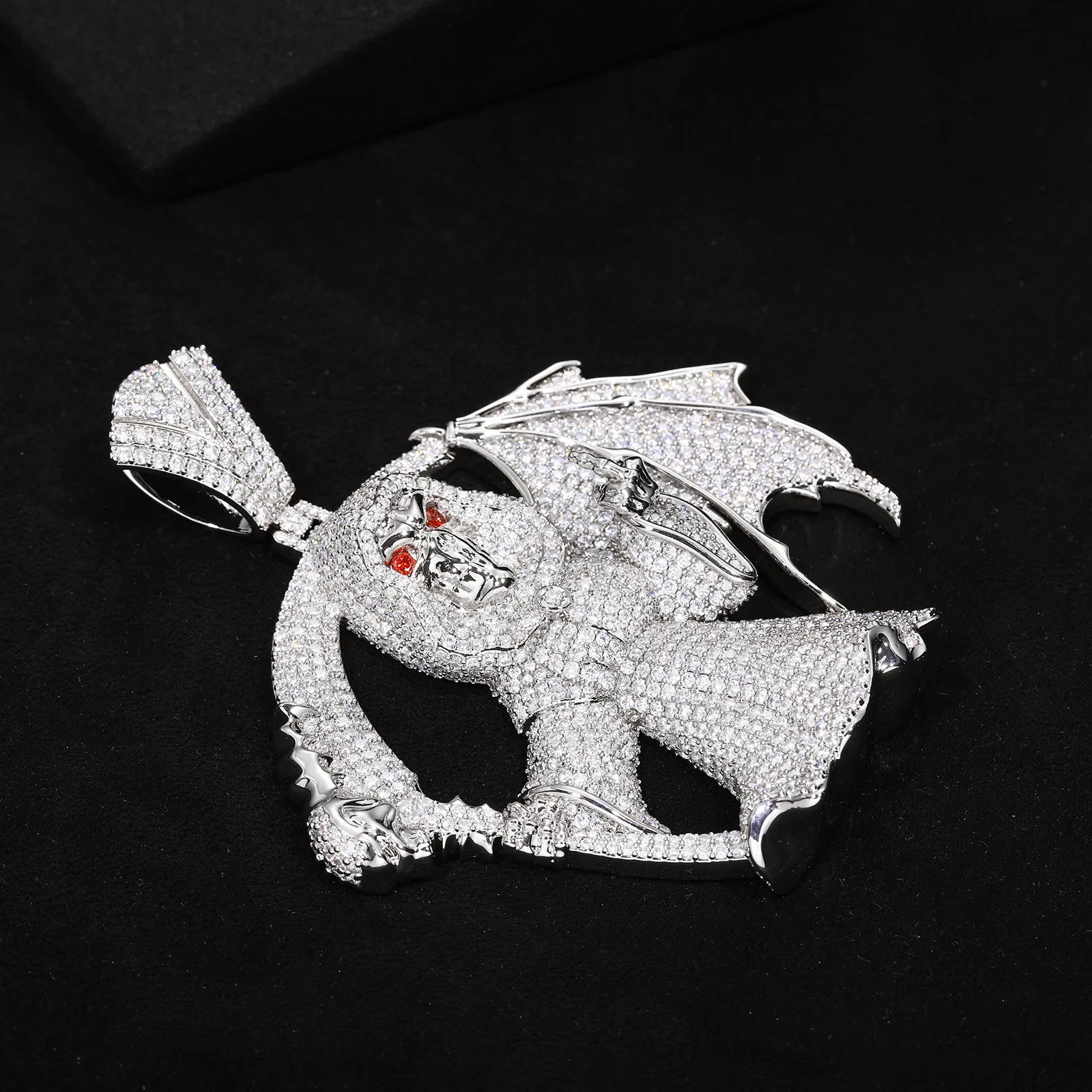 High Street Full Diamond Grim Reaper Pendant Necklace Plated Hip Hop Outfit Trendy Accessory For Men Women