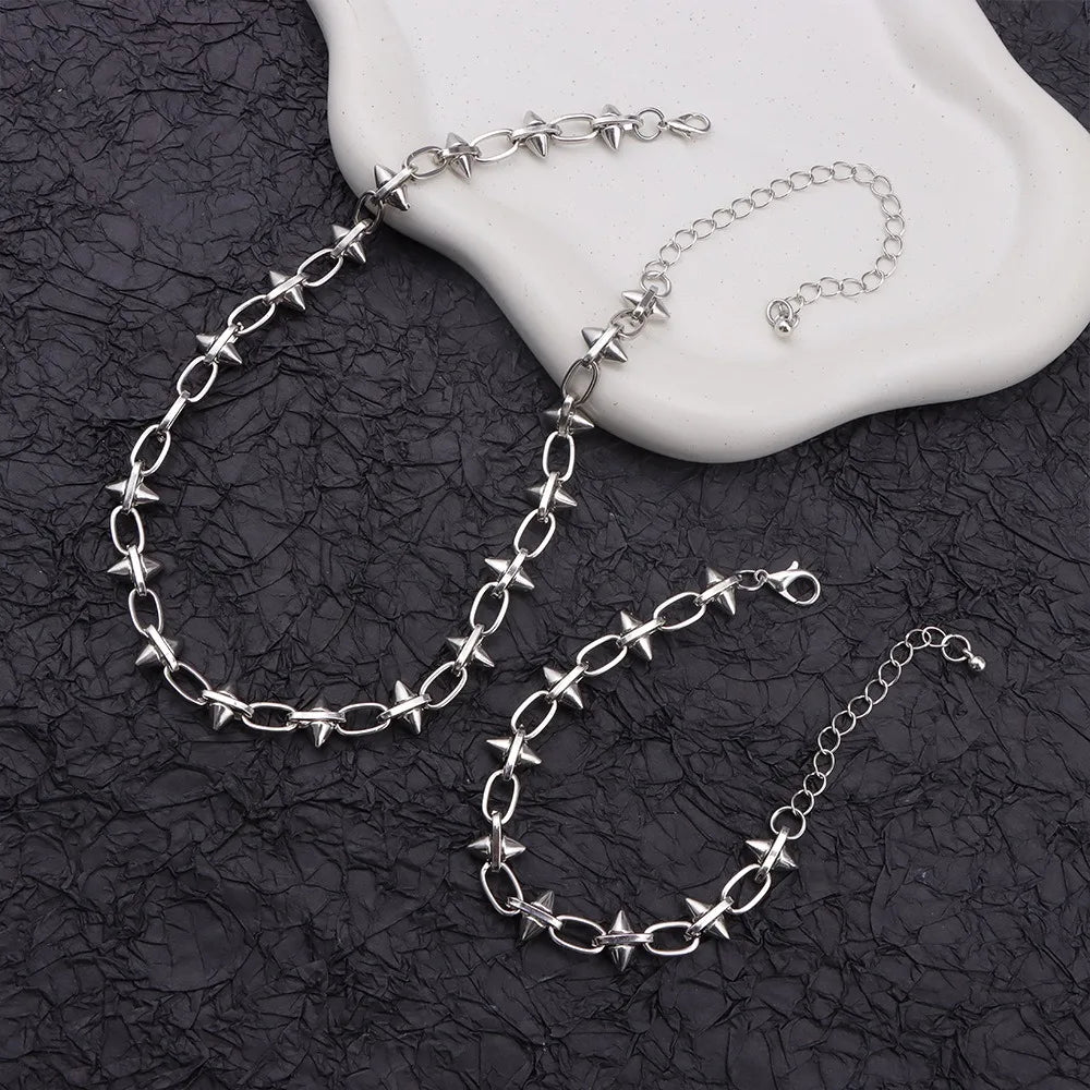 Rivet Twisted Chain Necklace & Bracelet — Irregular Knot