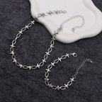 Punk Retro Silver Rivet Twisted Chain Necklaces Bracelet Fade Irregular Knot Splicing Collars Cool Rock Punk Jewelry Gifts