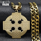 Celtic Cross Gold Pendant Necklace — Stainless Steel