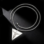 Catholic Jesus Cross Triangle Pendant Necklace — Stainless Steel