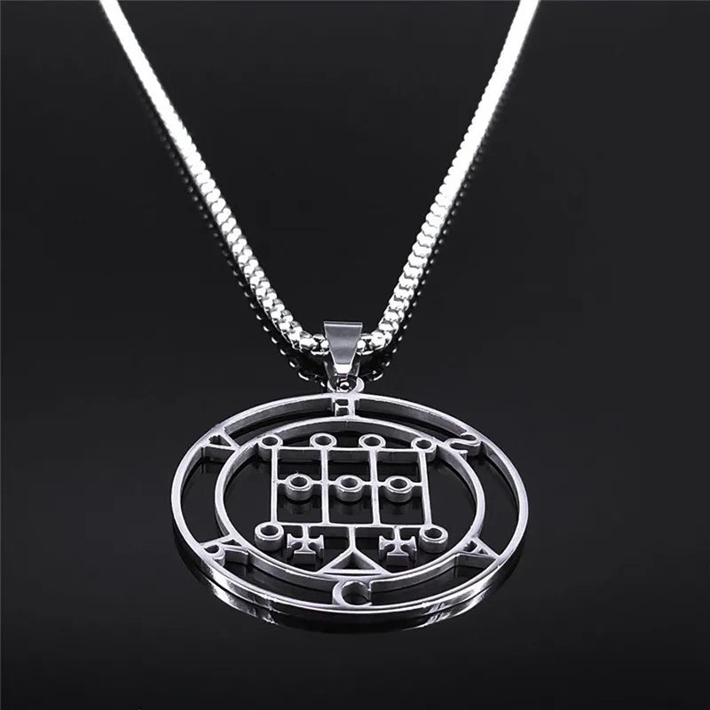Satan Seal Silver Chain Necklace — Stainless Steel