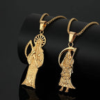 Iced Out Grim Reaper Pendant Necklace — Gold