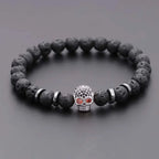 Black Eye Skull Hematite Bead Bracelet Men Classic Handmade 8mm Lava Stone Charm Bracelet For Men Jewelry Gift