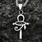 Vintage Stainless Steel Eye of Horus Pendant Necklace Fashion Punk Ankh Cross Necklaces For Men Women Amulet Jewelry