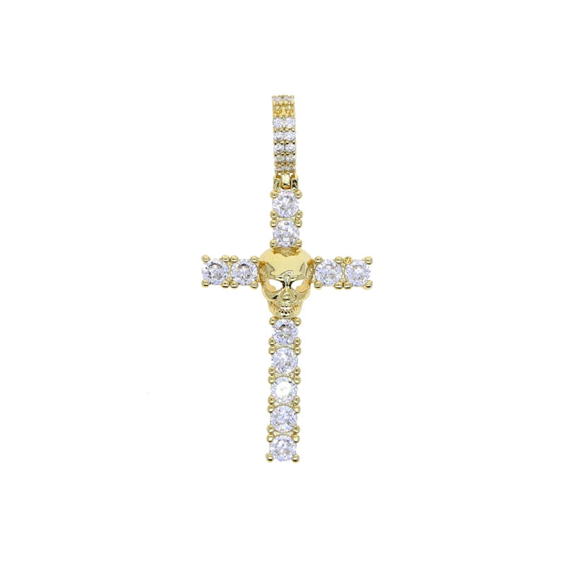 New Iced Out Bling CZ Cross Pendant Necklace Silver Color Prong Setting Cubic Zirconia Jesus Charm Men Women Hip Hop