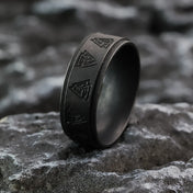 Viking Valknut Ring for Men — Antique Black Stainless Steel