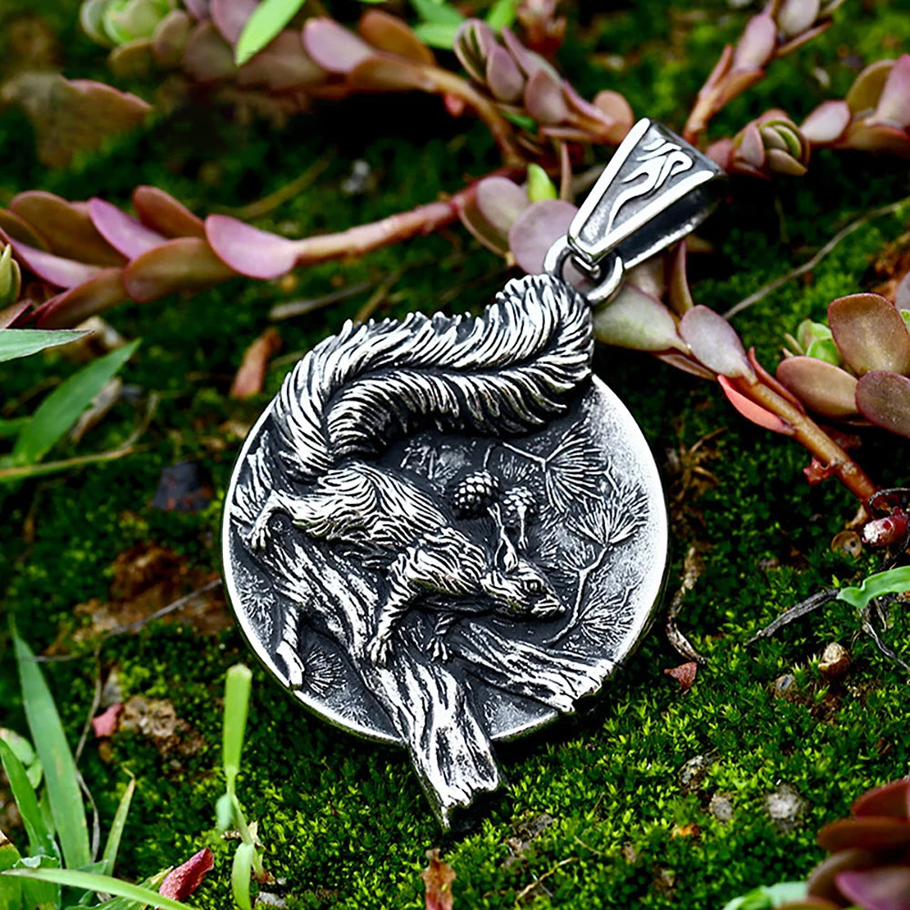 Men Vintage Viking Wolf Pendant Necklace Punk Street Rock Nordic Stainless Steel Odin Wolf Head Necklace Fashion Jewelry
