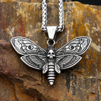 Death Head Moth Skull Pendant Necklace For Men Stainless Steel Gothic Punk Jewelry Halloween Animal Theme Collar Chain Gifts