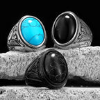Black Turquoise Ring — Stainless Steel