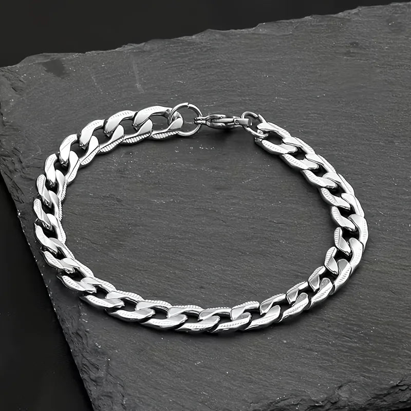 Cuban Chain Necklace Bracelet Set — Stainless Steel