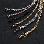3MM Stainless Steel Twisted Rope Chain Necklaces For Men Women Hip Hop Titanium Steel Choker Fashion Party Jewelry