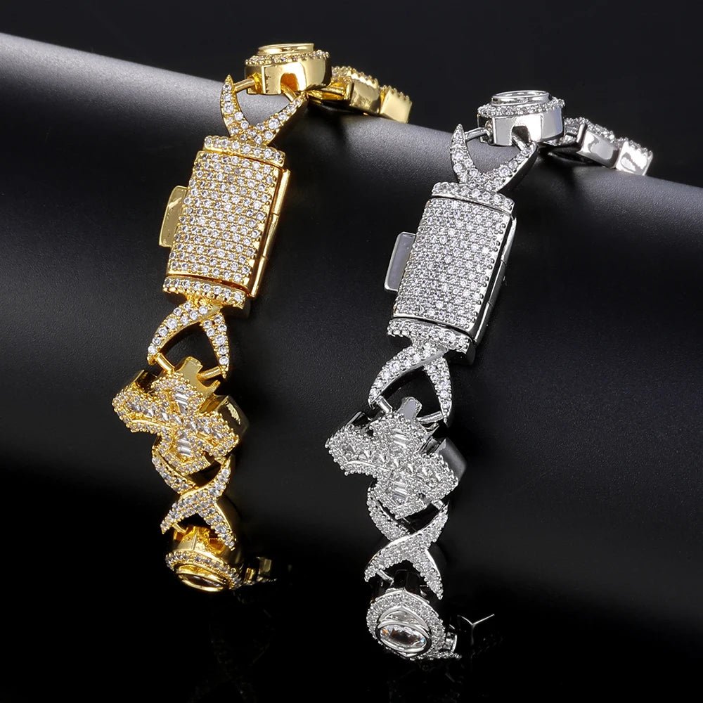 Iced Out Cross Cuban Bracelet Infinity CZ