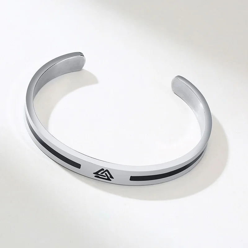 Viking Cuff Bangle Bracelet — Stainless Steel