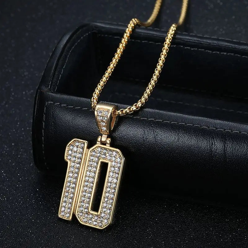 Iced Out Football Pendant Necklace — Gold