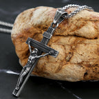 Vintage 316L Stainless Steel Jesus Cross Pendant Necklace Cross Orthodox Necklace Chain For Men Women Biker Amulet