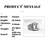 Vintage Sigil Lucifer Rock Ring 316L Stainless Steel Seal of Satan Rings for Men Male Punk Rock Jewelry OSR918