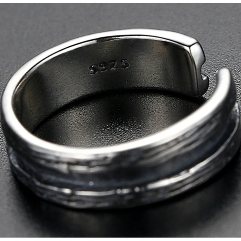 New Arrival 925 Silver Ring Open Size Retro Men Jewelry Personality Multi Lines Design Male Index Finger Accessories
