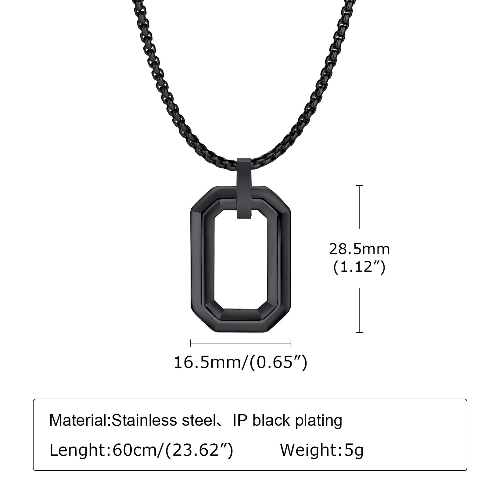 Hollow Geometric Square Pendant — Stainless