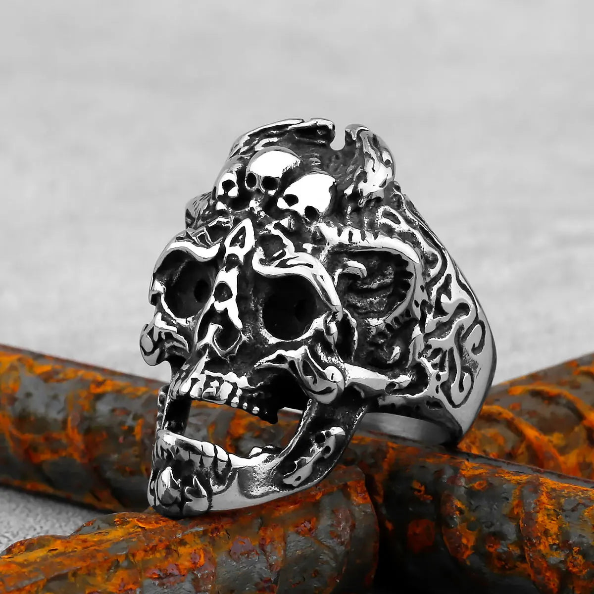 High Polish Heavy Skull Ring — Two-Tone
