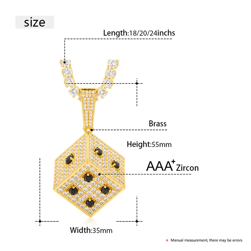Trendy Round Zircon Copper Pendant Necklace for Men Fine Hip Hop Jewelry Pendant with Rope Chains