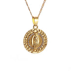Virgin Mary Medal Iced Pendant Necklace