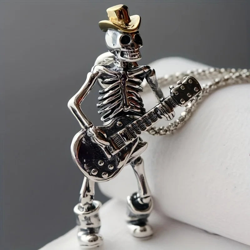 Guitar Skeleton Pendant Necklace — Statement