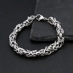 Thick Byzantine Link Bracelet — Stainless Steel, 18cm to 22cm