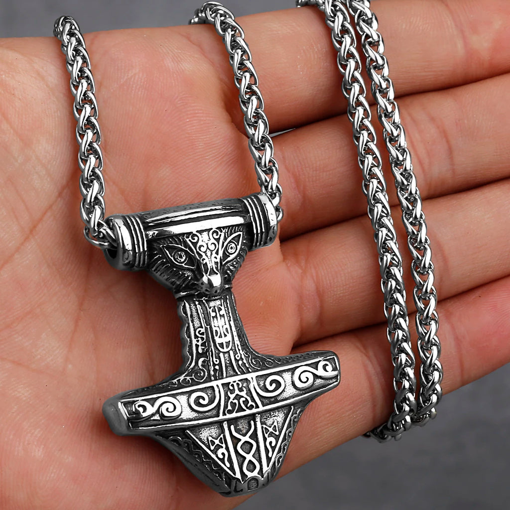 Original Viking Stainless Steel Thor Hammer Multiple Styles Domineering Unisex Necklace Pendant Boyfriend Gift