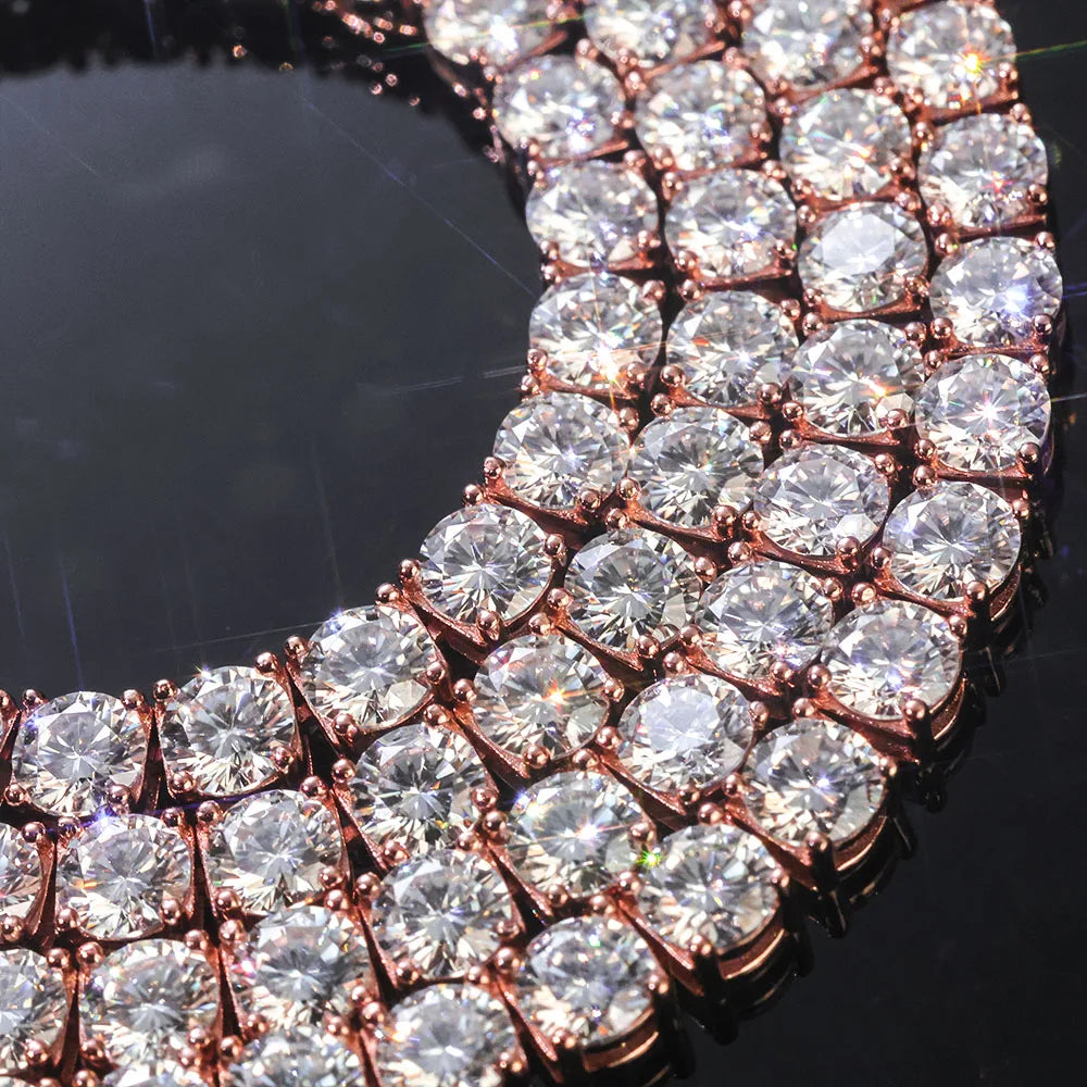925 Silver VVS Moissanite Tennis Necklace Rose Gold